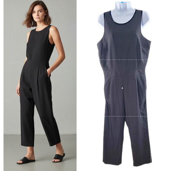 Banana Republic Factory Store Pants - Banana Republic Jumpsuit Women's size 10 Black Ankle Length Sleeveless Pockets